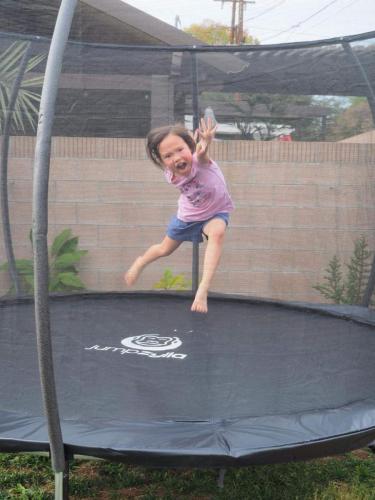 She loves her new trampoline!